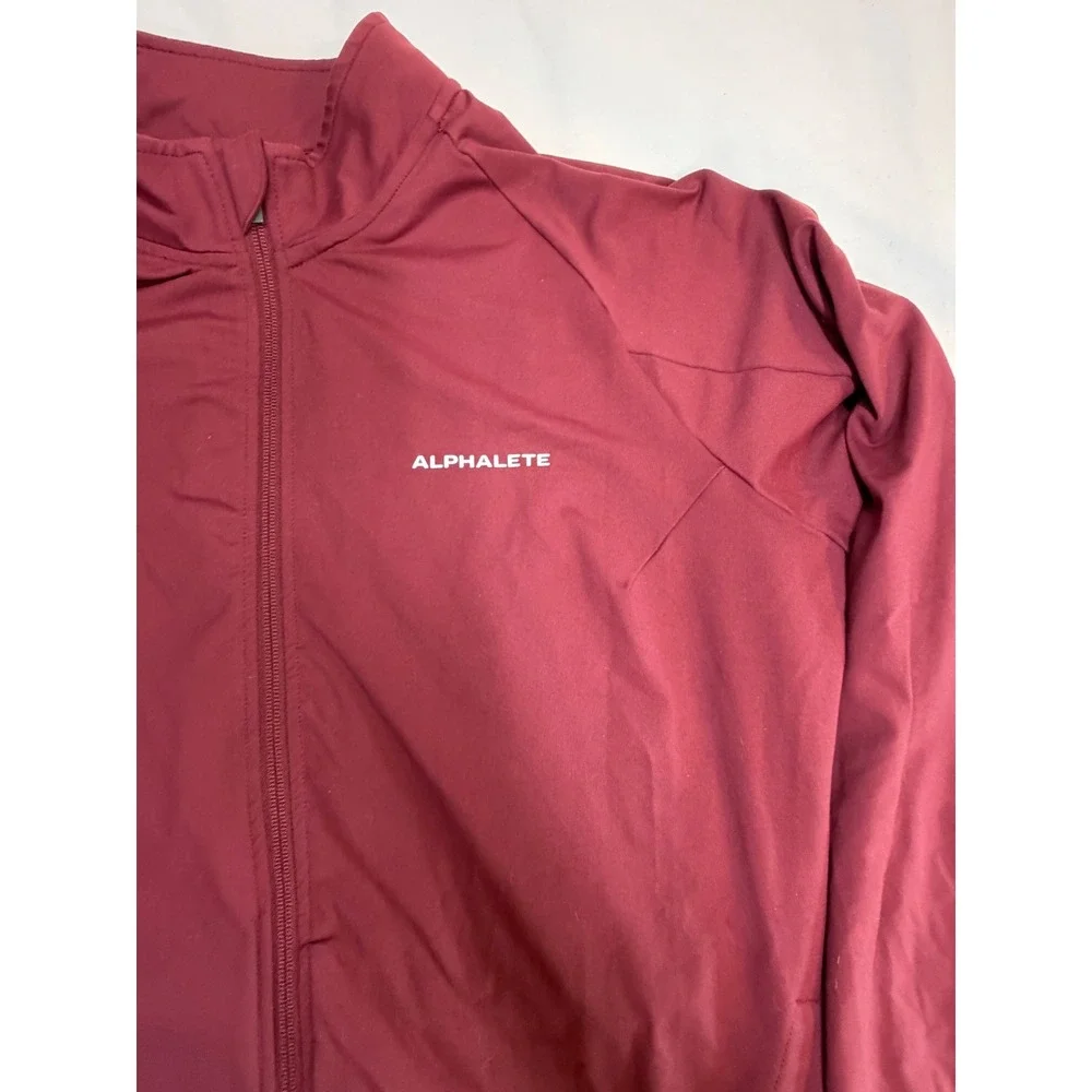 Alphalete Mens XL Maroon Full Zip Performance Track Jacket Mock Neck Burgundy
